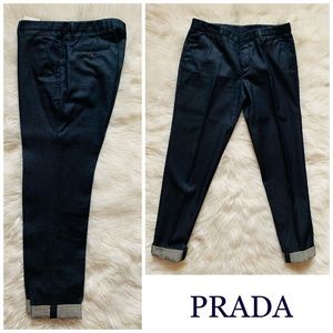 Prada Milano Logo Thin Denim Dress Pants